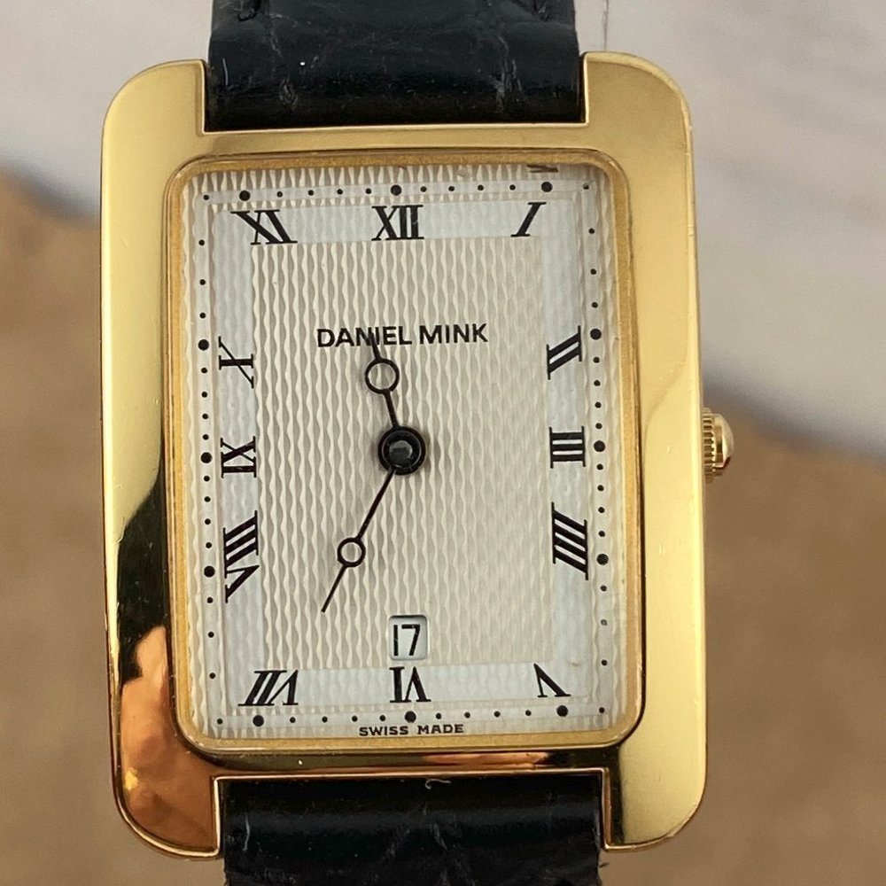 Vintage Designer Gold Daniel Mink Swiss Made Watch